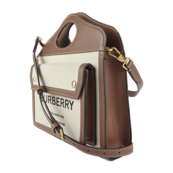 Burberry Mini Pocket Two-Tone Bag Brown Natural Malt - Picture 1 of 10